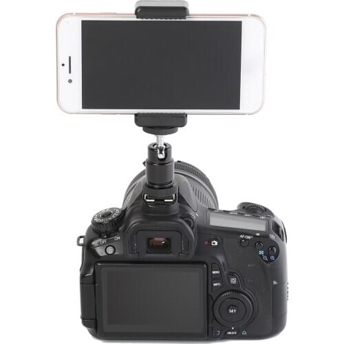 Ball Head Hot Shoe Adapter Tripod with Sufficient Durability and Ruggedness Mount Phone Clip Holder 1/4 Screw for Camera