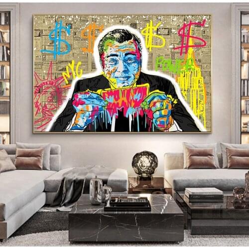 Modern Graffiti Art Money Is All Canvas Painting Cuadros Posters Wall Art for Living Room Home Decor (No Frame)