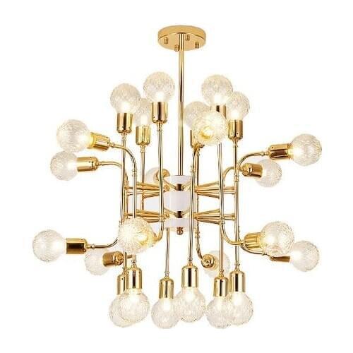 Nordic minimalist crystal engraved glass living room chandelier postmodern light luxury villa duplex building restaurant bedroom