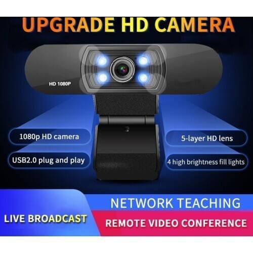 Webcam HD 1080P Computer PC Desktops WebCamera With Microphone Rotatable Cameras for Live Video Conference Work Blogger Youtube
