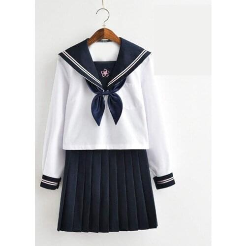 Japanese Women Sailor suit JK uniform Halloween Cosplay Costumes Bow oriental cherry Sailor suit High School Student uniforms