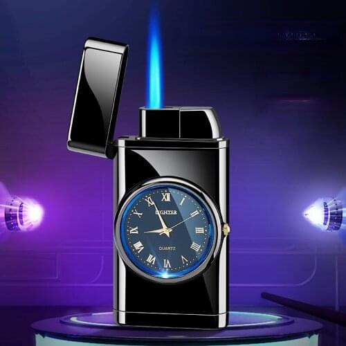 Flat Head Watch Lighter Straight Into Inflatable Windproof Creative Electronic Watch Lighter Smoking Set Smoking Accessories