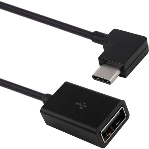 Zihan CABLECC Right Angled 90 Degree USB-C Type-C to USB 2.0 Female OTG Cable for Cell Phone Tablet & Laptop Black