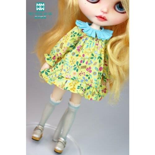1pcs Blyth Azone OB23 OB24 Doll Clothes accessories Fashion Doll collar print dress Toys for Girls