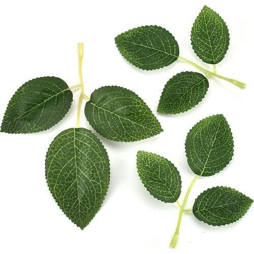 10pcs Cheap Silk Leaf Green Rose Leaves Artificial Flower For Wedding Decoration DIY Wreath Gift Scrapbooking Craft Fake Flower