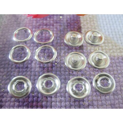 50 Sets about 9/16 Inch15mm Open Ring No Sew Snaps Fasteners For Sewing Plating Metal Snap Prong Buttons in Craft Scrapbooking