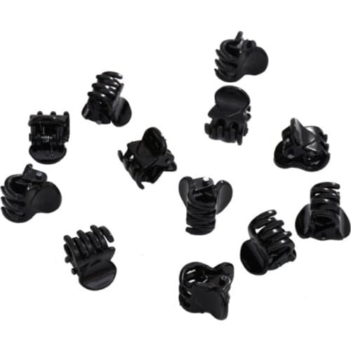12pcs Small 15mm Bright Black Matte Black Styling Tool Hair Claw Plastic Mini Hairpin Hair Clip Women headband Hair Accessories