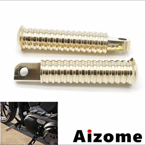 2pcs Motocycle Solid Brass Footrest Foot Pegs For Harley Sportster Iron 883 Low 48 Custom Motorbike 10mm Hole Mounting Footrests