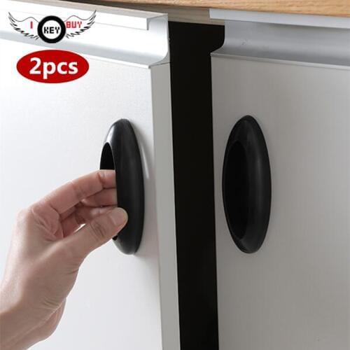 2pcs Self-adhesive Door Handle No Trace Strong Adhesive Sliding Window Drawer Wardrobe Punch-free Plastic Handles Stick White