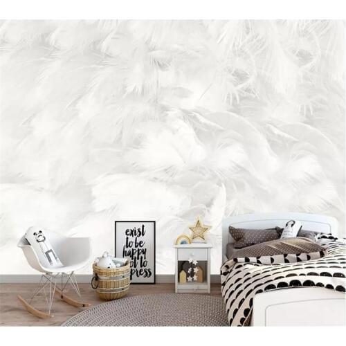 Beibehang Custom wallpaper 3d photo mural modern minimalist abstract pure white feather living room papel de parede 3d wallpaper