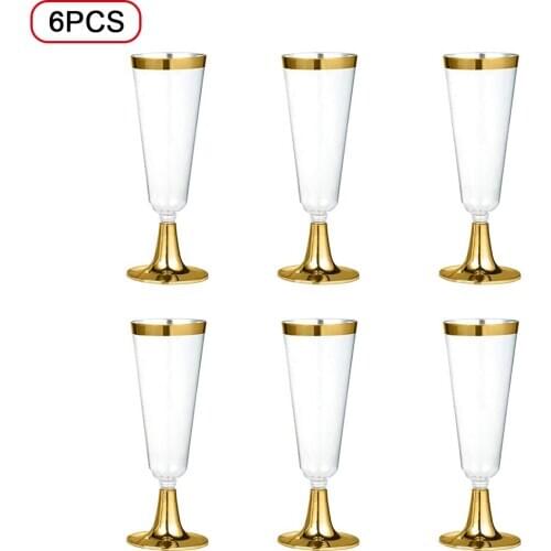 6pcs 150ml Disposable Plastic Red Wine Glass Champagne Flutes Glasses Cocktail Party Wedding Drink Christmas Western Cuisine Cup