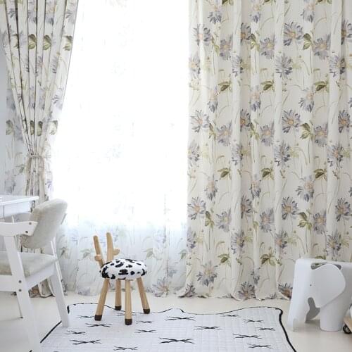 American Pastoral Printed Curtains for Living Room Bedroom Floral Window Treatment Drapes Decor Tulle Kitchen Curtains Custom