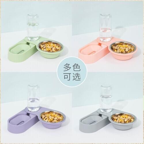 Automatic Cat Feeder Drinker Stainless Steel Dual-use Dog Cat Bowl Pet Water Dispenser Food Feeding Drinking Bowl for Dogs Cats
