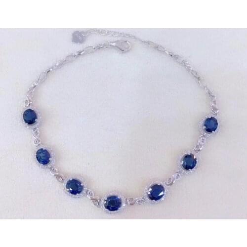 Real Pure 18 K Gold AU750 G18K 100% Natural Blue Sapphire 4.2ct Gemstones Love Jewellery Bracelets for women Fine Bracelet