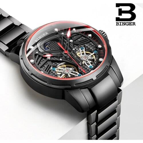 Switzerland Brand BINGER Men Mechanical Watch Tourbillon Luxury Fashion Male Sport Watches Men Automatic Watch Relogio Masculino