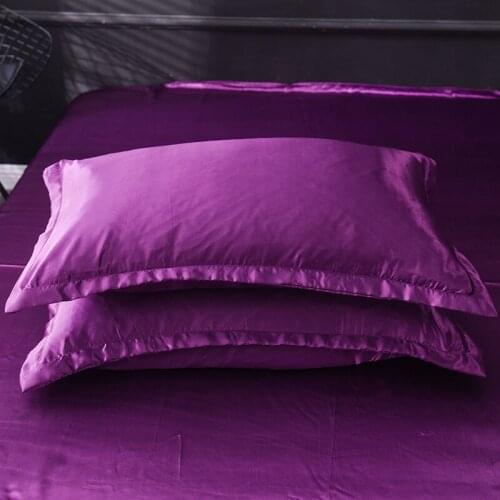 2PC Ice Silk Pillowcase Bedding Solid Color Simple Silk Single Pillowcase Home Textile Luxury Pillow Case Fall Decorations