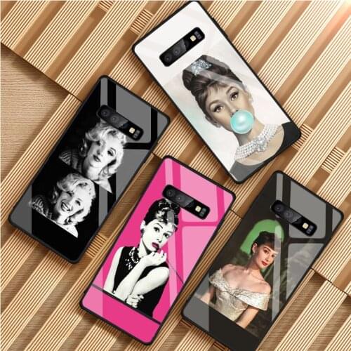 Hepburn Marilyn Monroe cell Tempered Glass Phone Case For Samsung Galaxy S8 S9 S10 S20 PLUS J8 J6 J4 2018 NOTE 8 9 10
