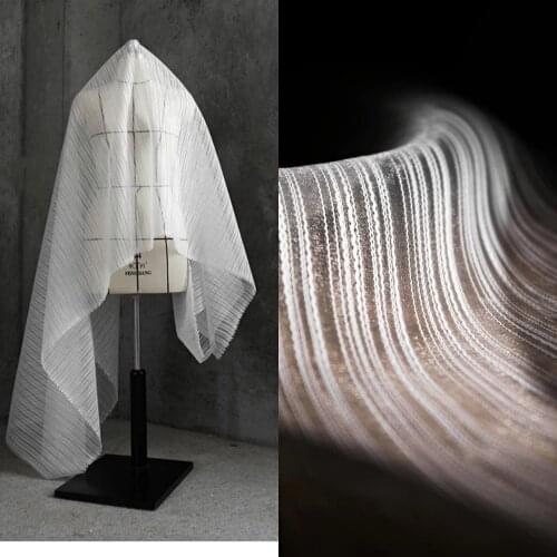 Designer Fabric Bohemian Stripe Texture Perspective Stiff Clothing DIY Sewing Telas Wedding Dress Composite Organza Gauze Tulle
