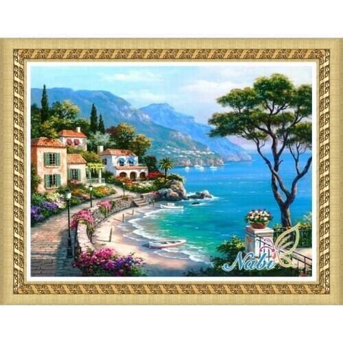 Houses canvas beads beadwork 0051R - Round Diamond embroidery cross stitch diamond mosaic painting