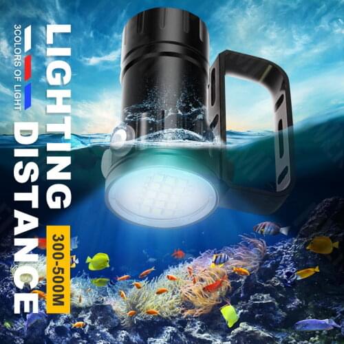 Portable Professional Diving Flashlight Super Bright Scuba Dive IPX8 Waterproof Tactical Torch Lamp For Diving Powerful