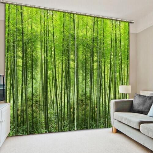 Classic Home Decor Photo Customize size green forest blackout curtains for bedroom