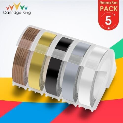 5PK 3D Labeling Tape Fit Dymo Label Maker Pink Red Tapes Embossing 3D for Motex E101 E202 E404 1610 12965 1540 1880 Typewriter