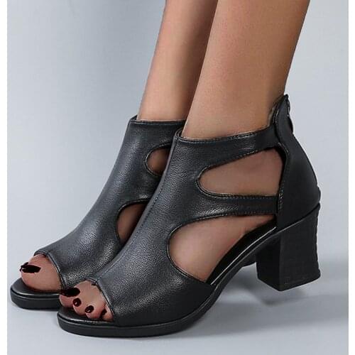 Summer Sandals Women 2021 High Heels Shoes Fashion Shoes Breathable Chunky Heels Outdoor Leisure Slippers Sandales Femmes Été