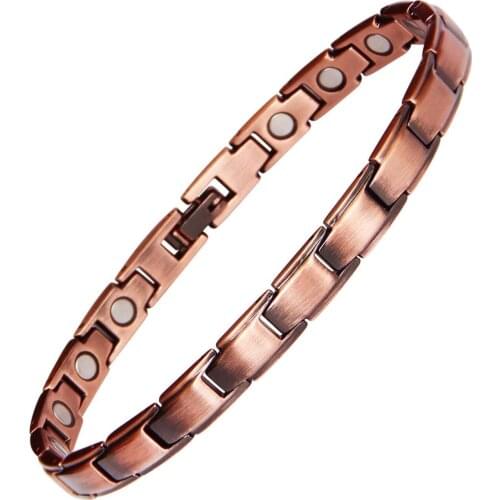 Wollet Jewelry Magnetic Copper Bracelet For Men Women Gunmetal With 17pcs Strong Magnets Adjustable 20CM/7MM