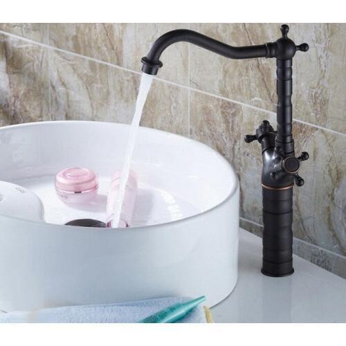 Oil Rubbed Bronze Dual Cross Handles Swivel Kitchen Bathroom Sink Basin Faucet Mixer Taps anf162