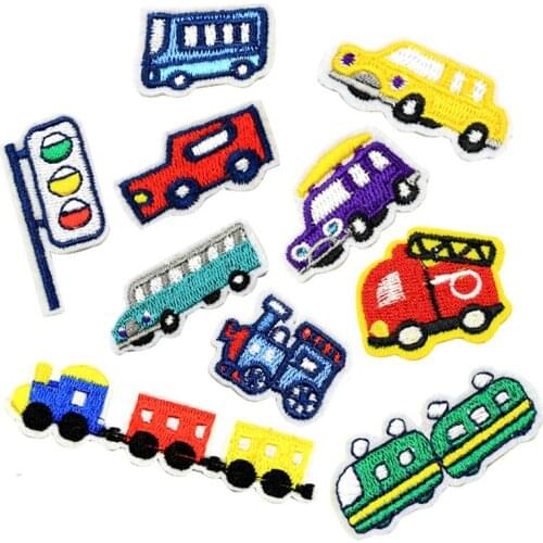 Cute Mini Car Patch for Clothing Iron on Patches Embroidered Sticker Sewing Children Kid Clothes Stripe Accessories Ironing
