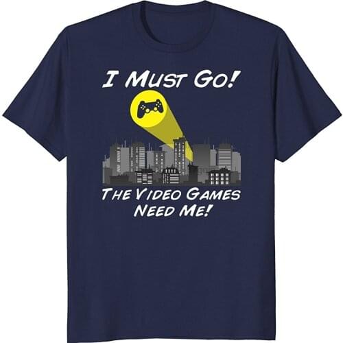 PREMIUM I Must Go Video Games Need Me Bat Signal T-Shirt For Men