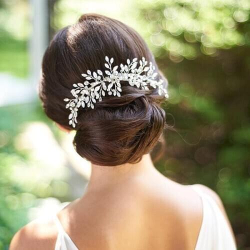 Trendy Crystal Tiara Opal Rhinestone Wedding Hair Combs Headpiece Women Back Decorative Combs Bridal Hair Accessories Jewelry
