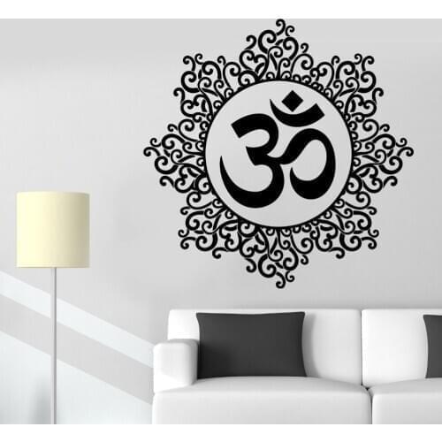 Yoga Wall Sticker Om Meditation Indian Spiritual Zen Lotus Vinyl Decal Removable Vinyl Wall Stickers Home Decor Wallpaper D451