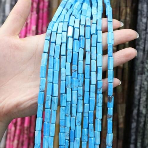 Natural Stone Rectangular Scattered bead agates Synthesis Turquoises string Beads for Jewelry Making DIY Necklace Bracelet4x13mm