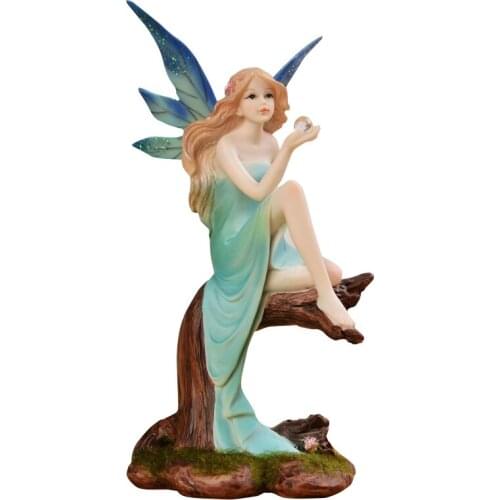 Nordic Pastoral Forest Girl Resin Angel Figurines Miniatures Fairy Garden Statuette Crafts Ornaments Home Decoration Accessories