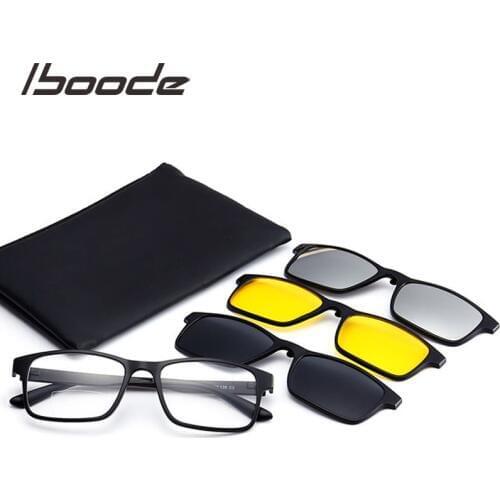 Iboode Bifocal Reading Glasses With Magnetic Polarized Clip on Sunglasses Men Night Vision Drving Sunglasses Women 3 Lens