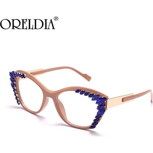 Diamond Cat Eye Optical Glasses Luxury Rhinestone Prescription Frames Women Transparent Glasses Spectacle Eyeglasses Frames Men