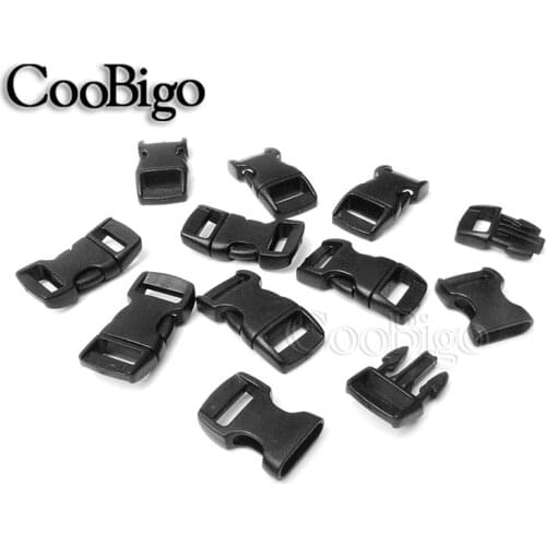 50pcs Plastic Side Release Buckle Black for Strap Paracord Bracelet Pet Collar Backpacks Belt Webbing Parts 10mm