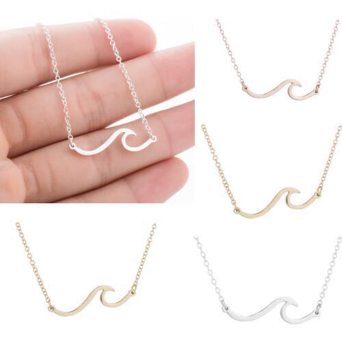 Silver Plated Rose Gold Wave Nautical Summer Surf Pendant Ocean Chain Necklace Charm Women Men Jewelry Gifts