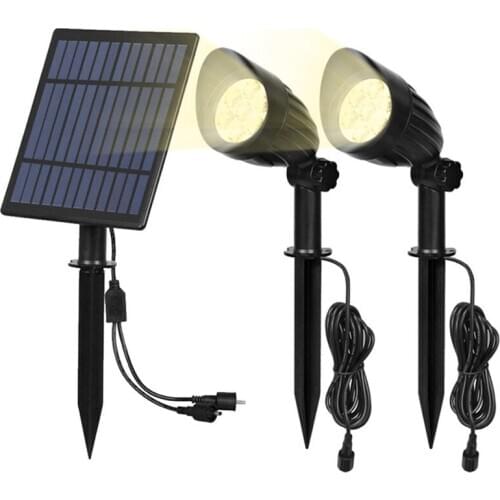 Thrisadr Modern Hat-shaped Spotlight 2x5W Solar Panel Long-lasting Brightly Lawn Light Waterproof IP65 Solar Landscape Light