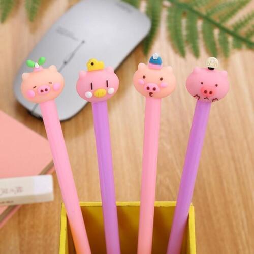 2pc Kawaii Pig Gel Pen Cartoon Black Ink Signature Pen Child Learning Student Office School Supplies Creative Stationery Pig Pen