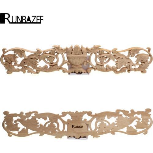 RUNBAZEF Solid Wood Applique Furniture Cabinet Head Style Flower Piece Background Wall Decorative Home Decor Garden Decoration