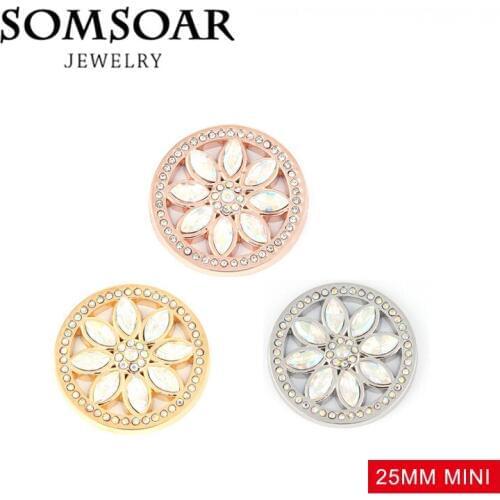 Somsoar Jewelry 25MM small Oriental Flower Disc Coin moneda Fit 27MM Coin Holder Frame Pendant for women 2017 10pcs/lot