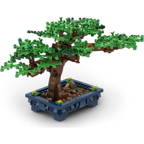 Bonsai Tree Green Bush Flower Grass Plant Model Building Blocks Bricks DIY Ornament For Home Assembly Educational Toy Gift