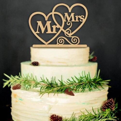 Mr and Mrs Antic Rustic Wedding Cake Topper Laser Cut Wood Letters Wedding Decorations Favors Supplies Engagement Gifts