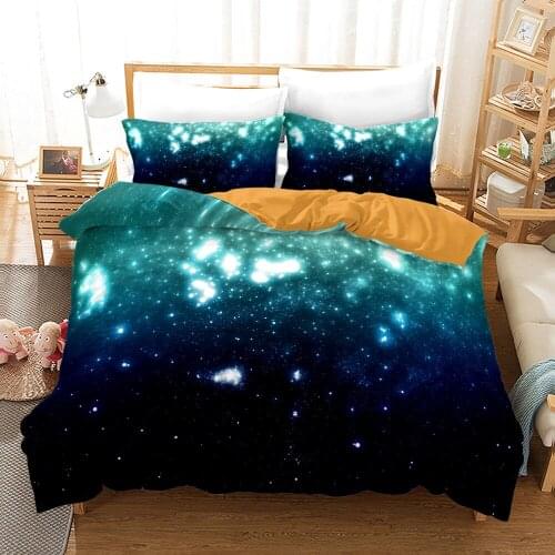 Space Galaxy Aurora Sunset Glow Bedding Set Single Twin Full Queen King Size Sky Stars Tree Bed Set Childrens Kid Duvetcover 36
