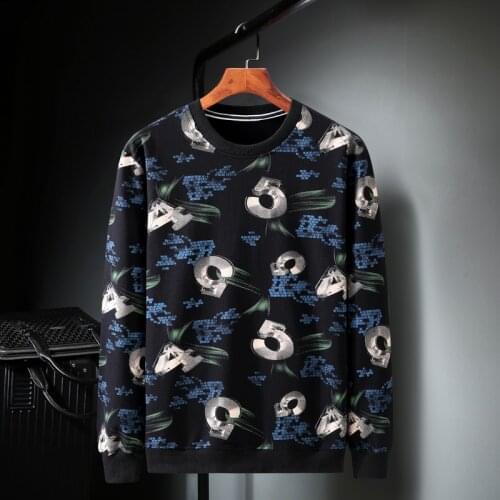 Plus10XL-XL crew neck printed sweatshirt mens fall 2021 Korean fashion hoodie streetwear hip-hop shirt Harajuku long sleeve men