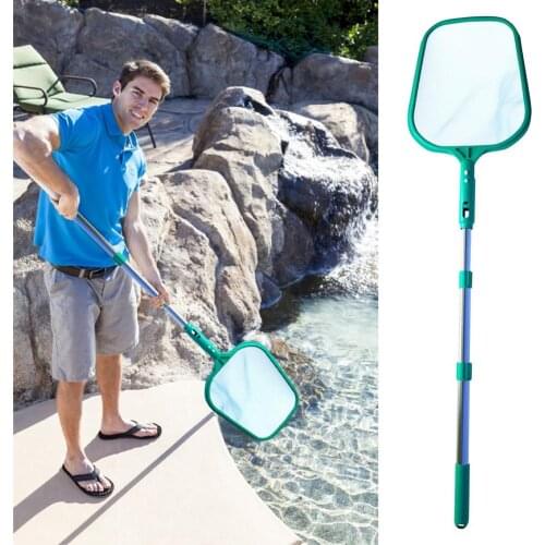 Pool Leaf Skimmer Net Telescopic Fine Mesh Rake Cleaning Tool