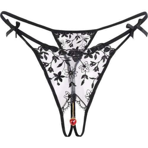 Sexy Women Panties Thongs Hot Open Crotch Panties Lace Underwear Crotchless Transparent Embroidery G String erotic sex Knickers