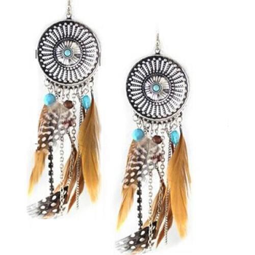 Tassel Earrings Vintage Fringed Feathers Earrings Long Earring For Women Jewelry India Bohemian Earing Dangle Drop Earrings